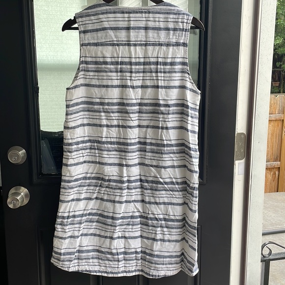 EUC white and navy blue striped summer dress size l - Picture 5 of 5